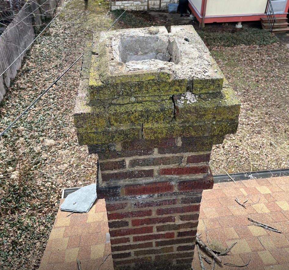 Chimney before waterproof seal application