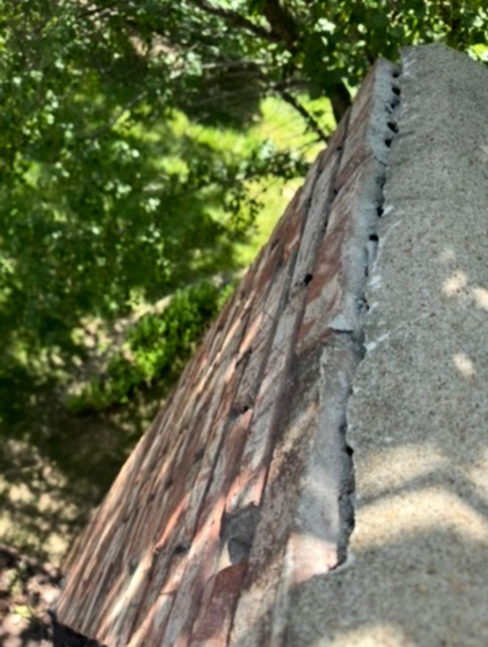 Chesterfield chimney before crown restoration