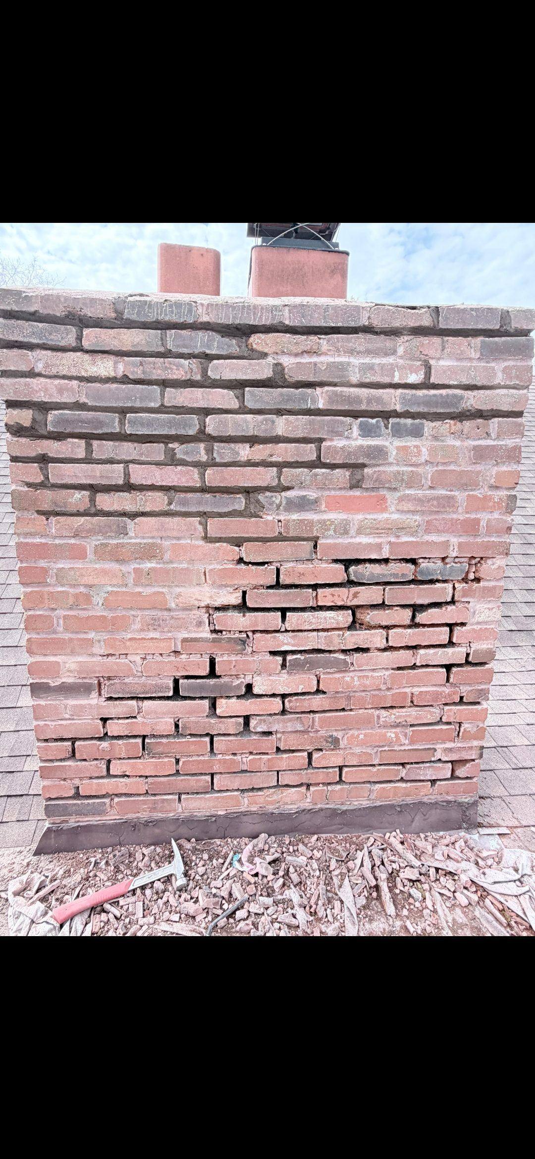 Chimney crown rebuild in progress, Chesterfield MO