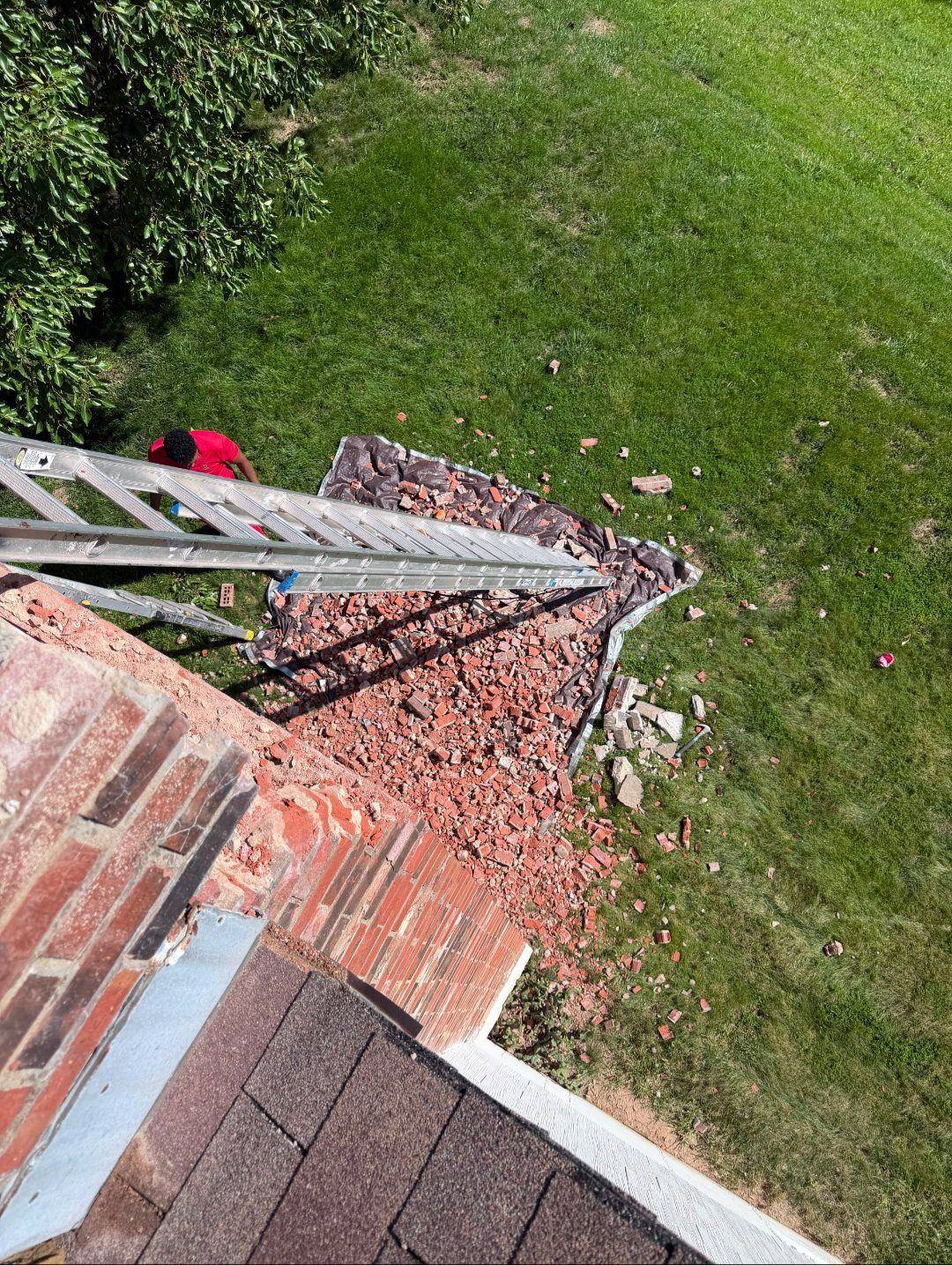 Chimney taken down to sound masonry before rebuild