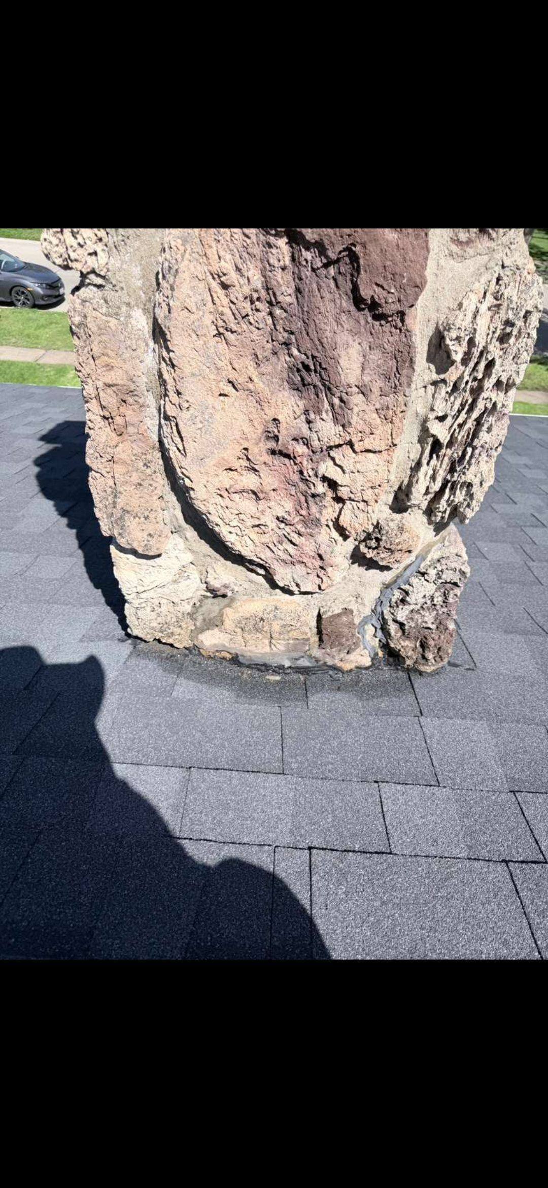 Maryland Heights stone chimney with deteriorated mortar